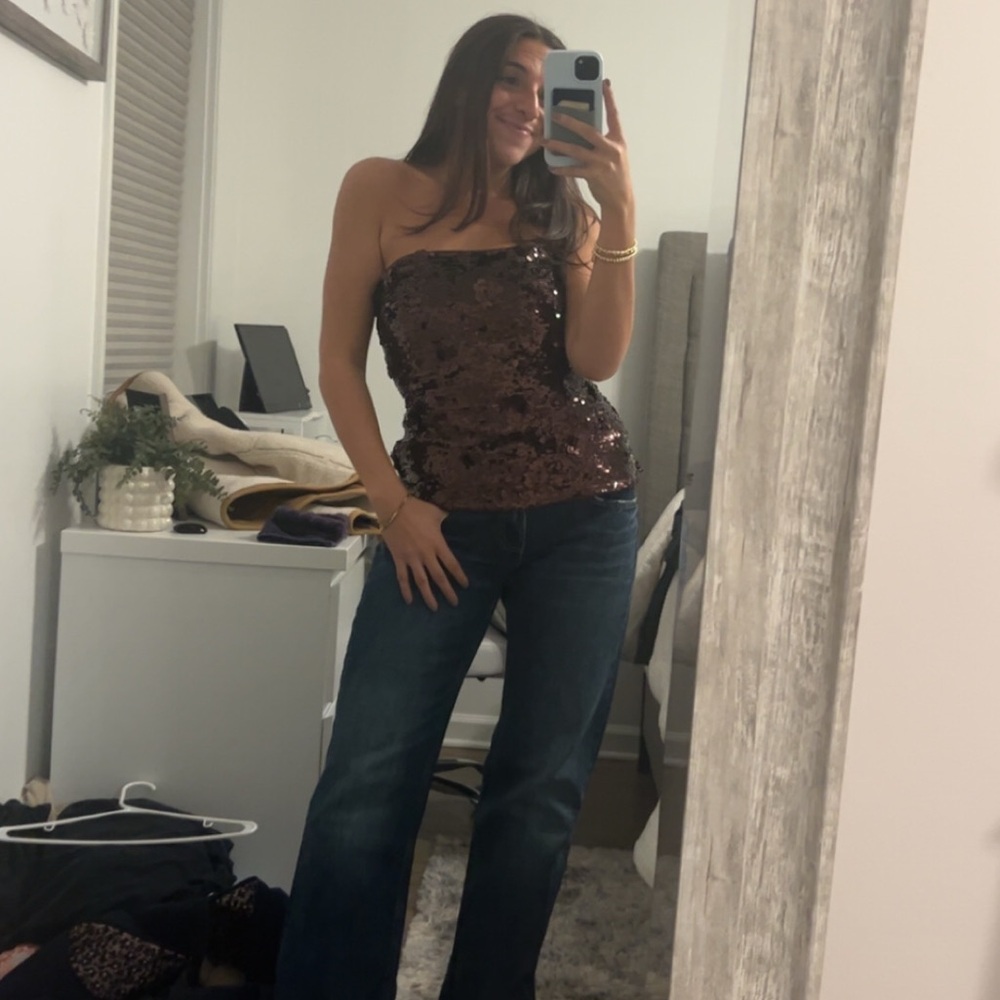 Sequin Strapless Top